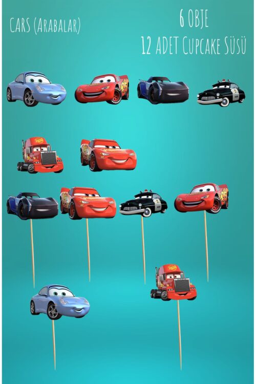 Cars Temalı 12’li Cupcake Süsü