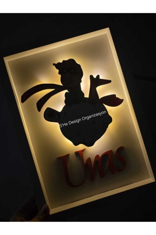 ERKEK BEBEK İSMİNE ÖZEL 30x40 CM LEDLİ / KÜÇÜK PRENS OBJELİ KAPI SÜSÜ HASTANE DOĞUM ODASI KAPI SÜSÜ