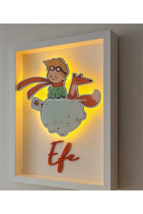 ERKEK BEBEK İSMİNE ÖZEL 30x40 CM LEDLİ / KÜÇÜK PRENS OBJELİ KAPI SÜSÜ HASTANE DOĞUM ODASI KAPI SÜSÜ