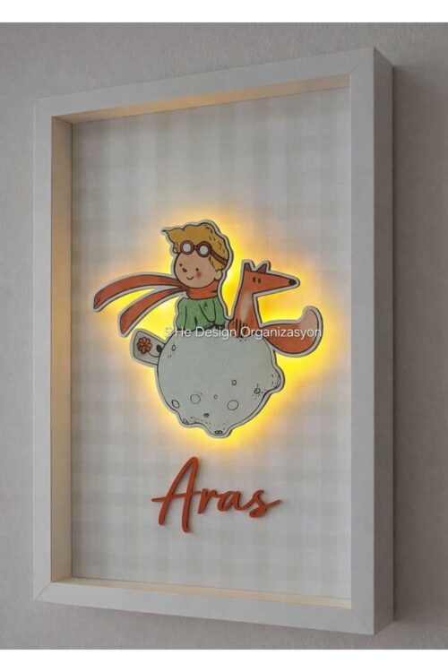 ERKEK BEBEK İSMİNE ÖZEL 30x40 CM LEDLİ / KÜÇÜK PRENS OBJELİ KAPI SÜSÜ HASTANE DOĞUM ODASI KAPI SÜSÜ