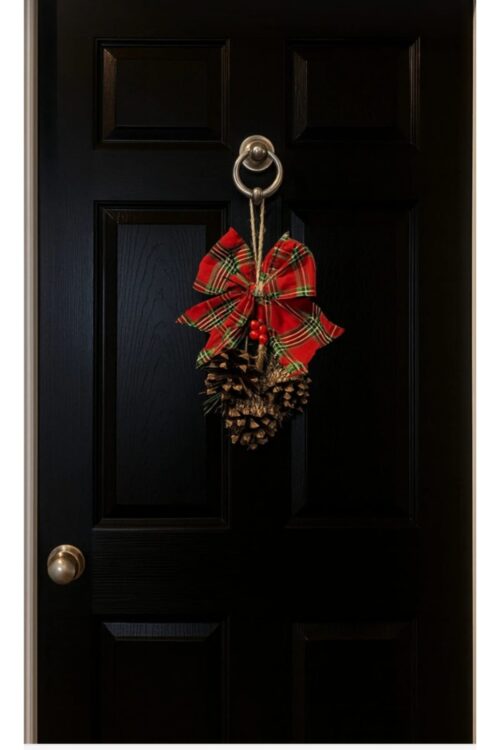 YENİ YIL / YILBAŞI KAPI DUVAR SÜSÜ /KAPI ÇELENGİ/ ÇAM KOZALAKLI VE KURDELALI KOZALAKLI SÜS