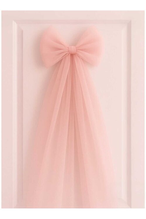 Hazır Fiyonklu Bebek Odası Pudra Pembe Gelin Odası Hastane Odası Kapı Tülü, Bebek Odası Kapı Süsü