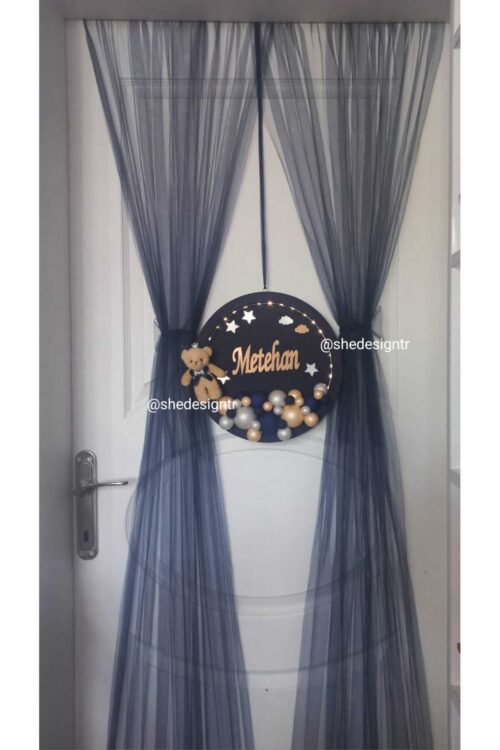 Hastane Odası Kapı Süsleme Lastikli Kapı Tülü (SADECE 2 adet TÜL) Organizasyon Tülü Lacivert