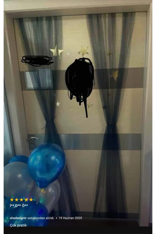 Hastane Odası Kapı Süsleme Lastikli Kapı Tülü (SADECE 2 adet TÜL) Organizasyon Tülü Lacivert