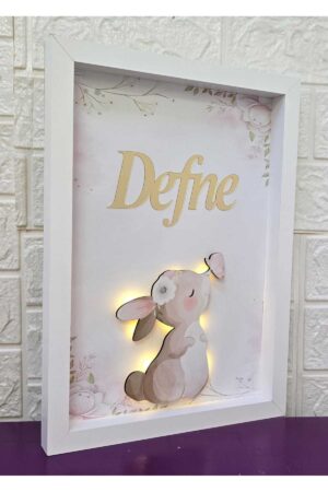 30x40 BÜYÜK BOY LEDLİ AHŞAP OBJELİ KAPI SÜSÜ /KIZ BEBEK İSMİNE ÖZEL HASTANE DOĞUM ODASI KAPI SÜSÜ