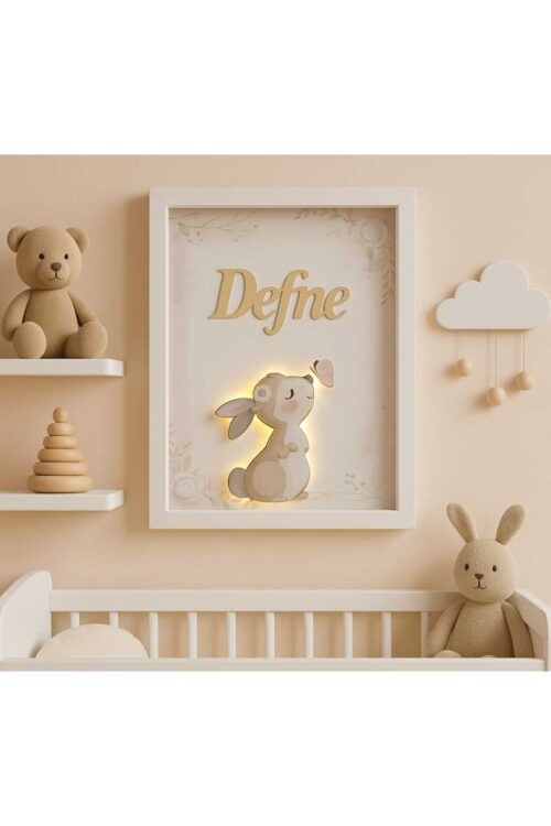 30x40 BÜYÜK BOY LEDLİ AHŞAP OBJELİ KAPI SÜSÜ /KIZ BEBEK İSMİNE ÖZEL HASTANE DOĞUM ODASI KAPI SÜSÜ