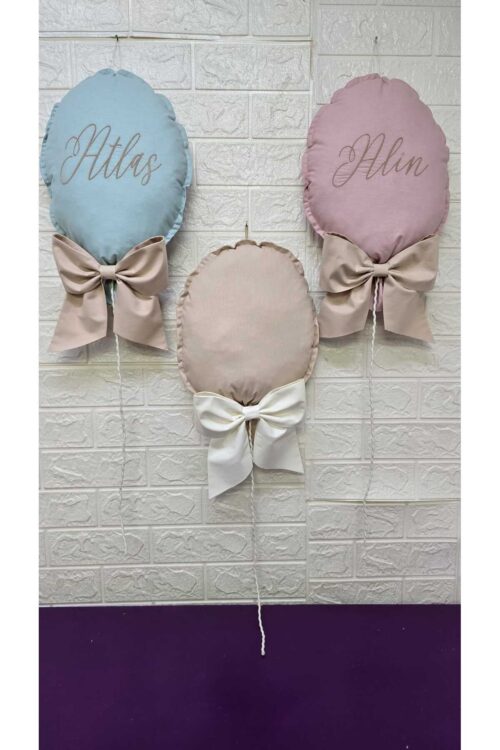 NAKIŞ İSİM İŞLEMELİ 25x35 BÜYÜK BOY BALON YASTIK BEBEK ODASI