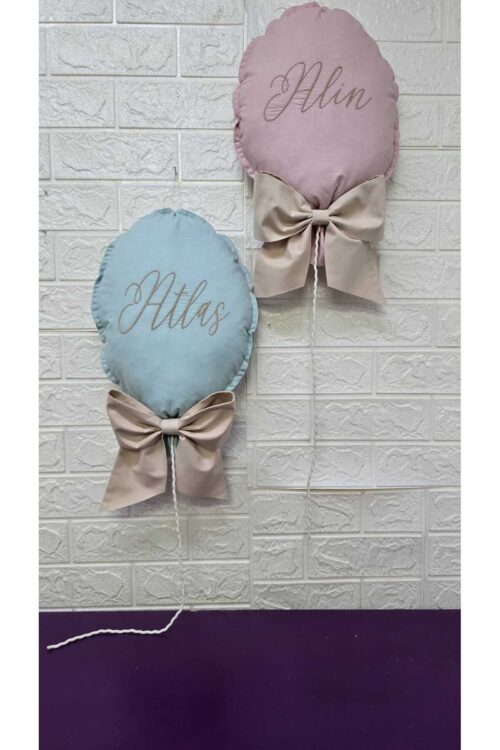 NAKIŞ İSİM İŞLEMELİ 25x35 BÜYÜK BOY BALON YASTIK BEBEK ODASI