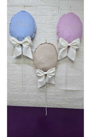 NAKIŞ İSİM İŞLEMELİ 25x35 BÜYÜK BOY BALON YASTIK BEBEK ODASI