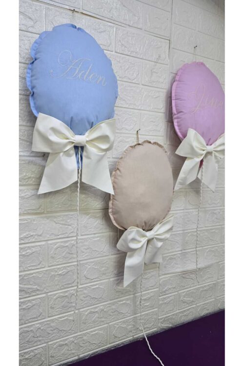 NAKIŞ İSİM İŞLEMELİ 25x35 BÜYÜK BOY BALON YASTIK BEBEK ODASI