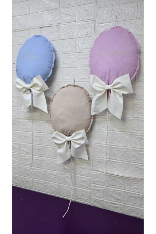 NAKIŞ İSİM İŞLEMELİ 25x35 BÜYÜK BOY BALON YASTIK BEBEK ODASI