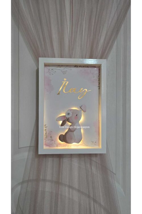 30x40 BÜYÜK AHŞAP OBJELİ KAPI SÜSÜ / BEBEK İSMİNE ÖZEL HASTANE DOĞUM ODASI KAPI SÜSÜ