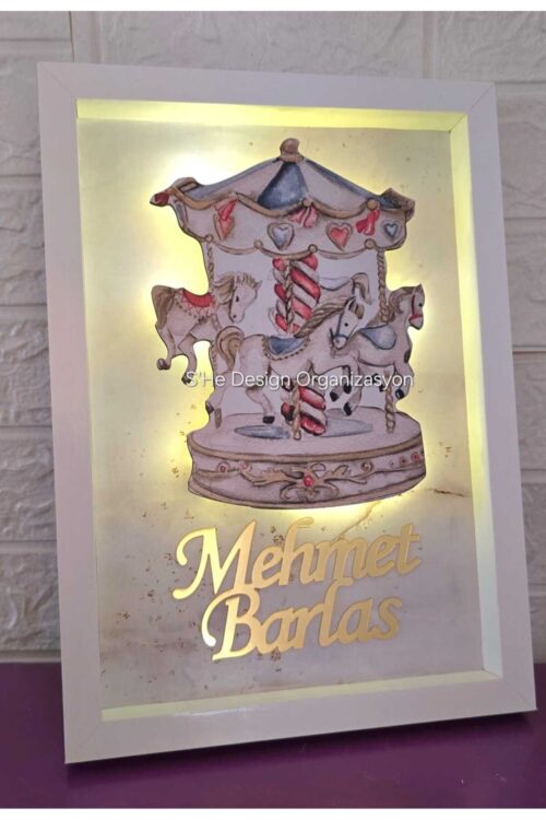 30x40 BÜYÜK BOY LEDLİ AHŞAP OBJELİ KAPI SÜSÜ / BEBEK İSMİNE ÖZEL HASTANE DOĞUM ODASI KAPI SÜSÜ