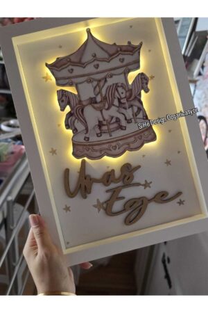 30x40 BÜYÜK BOY LEDLİ AHŞAP OBJELİ KAPI SÜSÜ / BEBEK İSMİNE ÖZEL HASTANE DOĞUM ODASI KAPI SÜSÜ