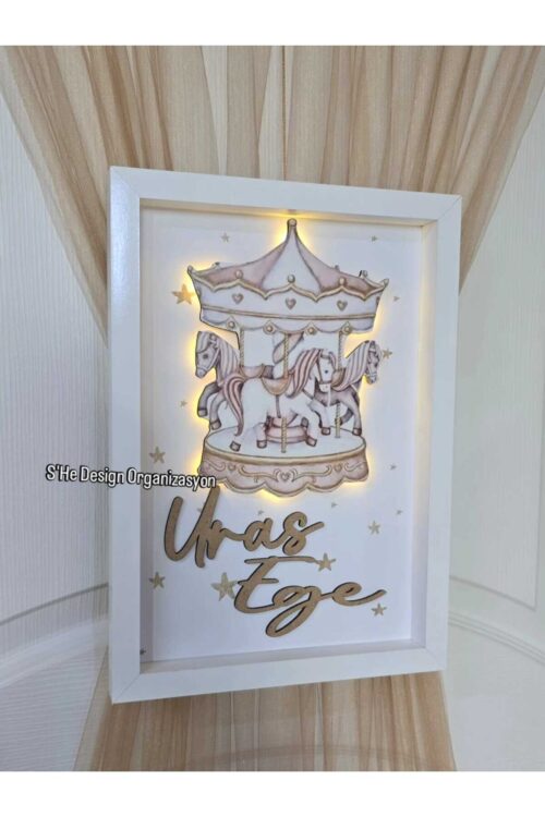 30x40 BÜYÜK BOY LEDLİ AHŞAP OBJELİ KAPI SÜSÜ / BEBEK İSMİNE ÖZEL HASTANE DOĞUM ODASI KAPI SÜSÜ
