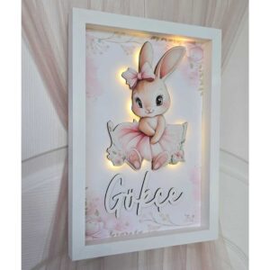 30×40 BÜYÜK BOY LEDLİ AHŞAP OBJELİ KAPI SÜSÜ / BEBEK İSMİNE ÖZEL HASTANE DOĞUM ODASI KAPI SÜSÜ