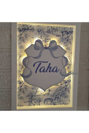 30x40 BÜYÜK BOY LEDLİ AHŞAP OBJELİ KAPI SÜSÜ / BEBEK İSMİNE ÖZEL HASTANE DOĞUM ODASI KAPI SÜSÜ