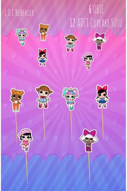 Lol Bebek Temalı 12’li Cupcake Süsü
