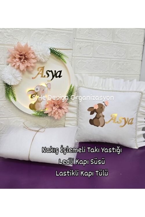 Kapı Süsü Laatikli Kapı Tülü ve Takı Yastığı Seti