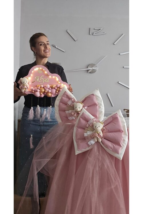 HASTANE ODASI SÜSLEME SETİ Ledli Kapı süsü Çift Fiyonk ve Küvöz Eteği