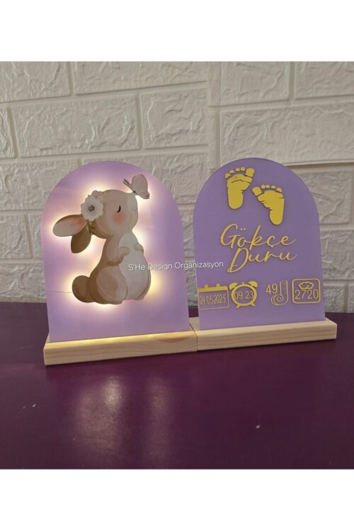 Bebek İsmine Özel Hazırlanan Işıklı Doğum Panosu