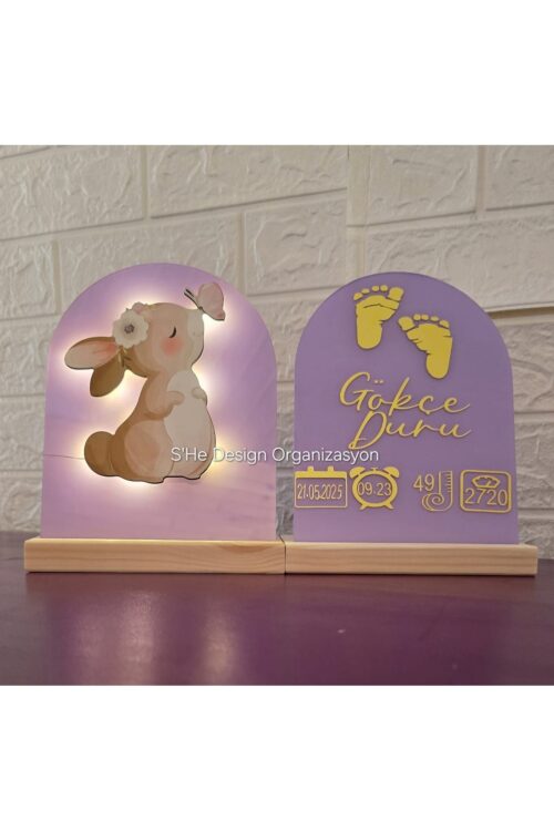 Bebek İsmine Özel Hazırlanan Işıklı Doğum Panosu