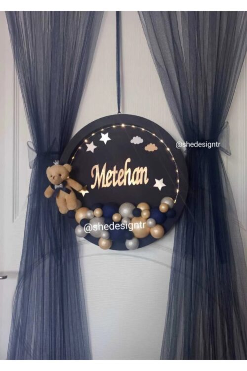 Hastane Odası Süsleme 2 Parca Kapı Tülü ve İsme Özel Ledli Kapı Süsü