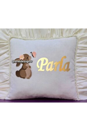 TAVŞAN NAKIŞ İŞLEMELİ FIRFIRLİ TAKI YASTIĞI