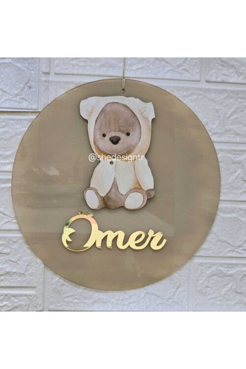 Bebek  İsmine Özel Hazırlanan Şeffaf Pleksi Kapı Süsü – Erkek & Kız Bebek İçin Özel Tasarım