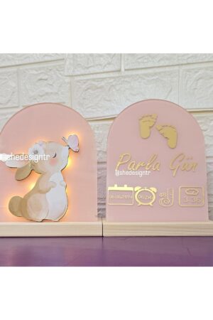 Bebek İsmine Özel Hazırlanan Ledli Abajur ve Doğum Panosu