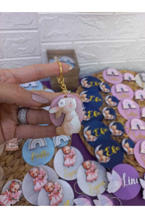 Hediyelik Kutulu  Figürlü Mıknatıslı İsme Özel  Pleksi Magnet ve Anahtarlık Seti 15 adet