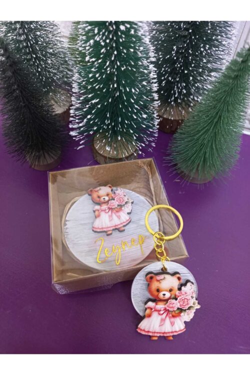 Hediyelik Kutulu  Figürlü Mıknatıslı İsme Özel  Pleksi Magnet ve Anahtarlık Seti 15 adet