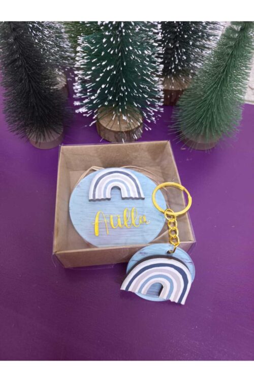 Hediyelik Kutulu  Figürlü Mıknatıslı İsme Özel  Pleksi Magnet ve Anahtarlık Seti 15 adet