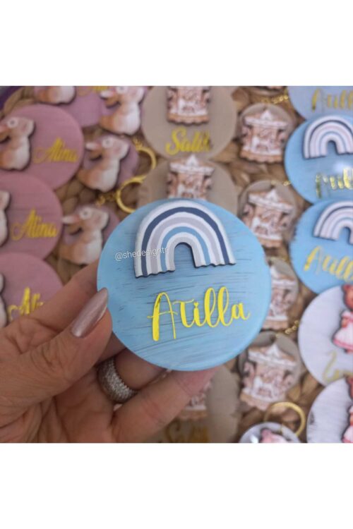 Hediyelik Kutulu  Figürlü Mıknatıslı İsme Özel  Pleksi Magnet ve Anahtarlık Seti 15 adet