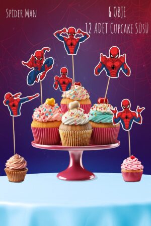 Örümcek Adam Temalı 12’li Cupcake Ve Pasta Süsü