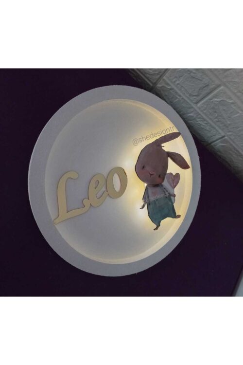 İsme Özel  Hazırlanan  Ledli Ahşap Pano Hastane Odası Kapı Süsü