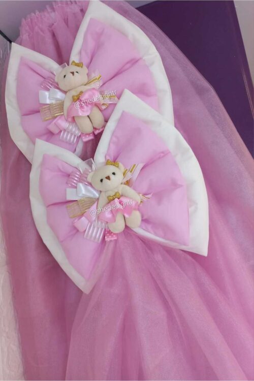 PEMBE  HASTANE KÜVÖZ ETEĞİ /BEŞİK SÜSLEME / BEBEK AYAK UCU FİYONK /ANNE AYAK UCU FİYONK SETİ