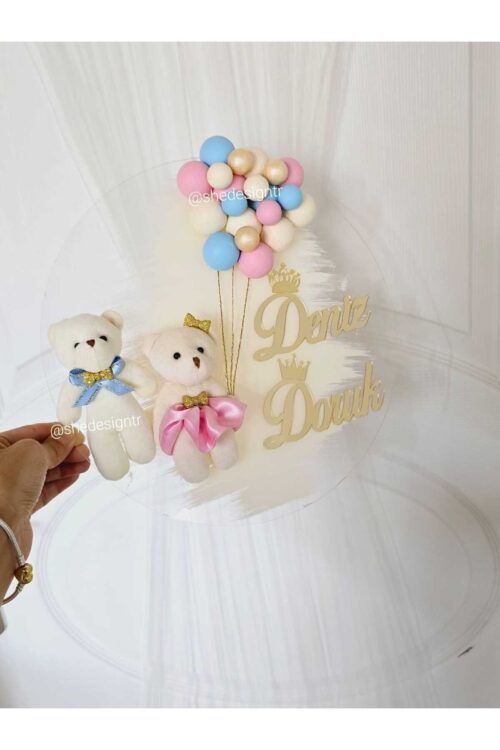 İKİZ BEBEK İSMİNE ÖZEL PLEKSİ KAPI SÜSÜ