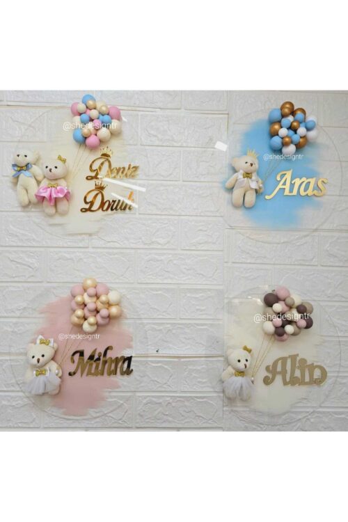 ERKEK BEBEK İSMİNE ÖZEL HAZIRLANAN BÜYÜK BOY PLEKSİ KAPI SÜSÜ