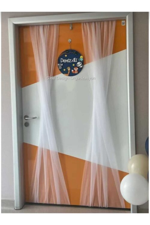 Hastane Odası Kapı Süsleme Lastikli Kapı Tülü / Organizasyon 2 Parça Lastikli Kapı Tülü