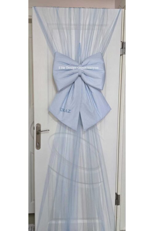 HAZIR FİYONK NAKIŞ İSİM İŞLEMELİ KAPI SÜSÜ ve LASTİKLİ KAPI TÜLÜ